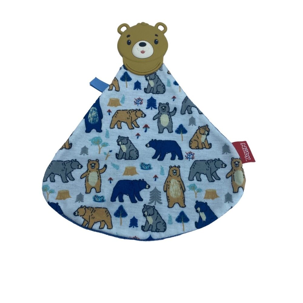 Nuby Baby Teething Bib Bear Design Cotton Absorbent Fabric Infant Toddler 10"